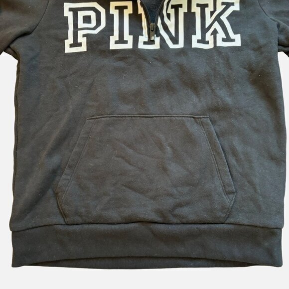PINK 3/4 Zip Pullover Sweatshirt Sweater Black Front Pocket Size Small - Picture 5 of 6